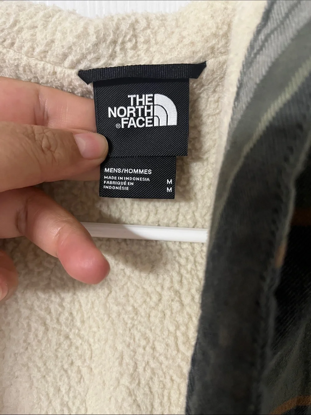 The North Face Olive Green & Gray Striped Sherpa Hooded Jacket